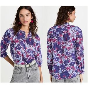 Isabel Marant Etoile Maria Ikat Floral Button Closure Top Blouse Size XS NWT
